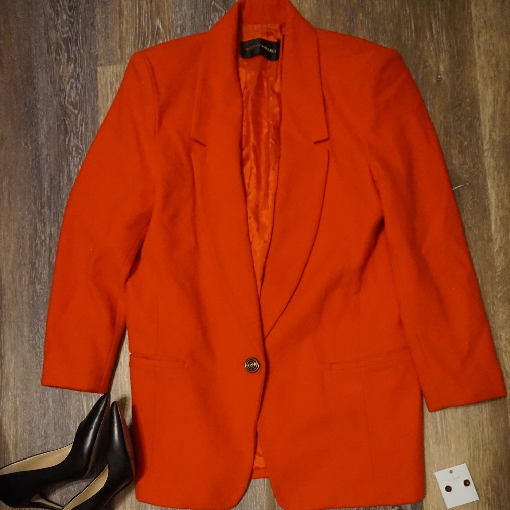 DESIGNER Harris Wallace Long Wool Coat- Red